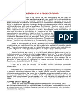 Organización Social en La Época de La Colonia | PDF | Esclavitud | Imperio  español