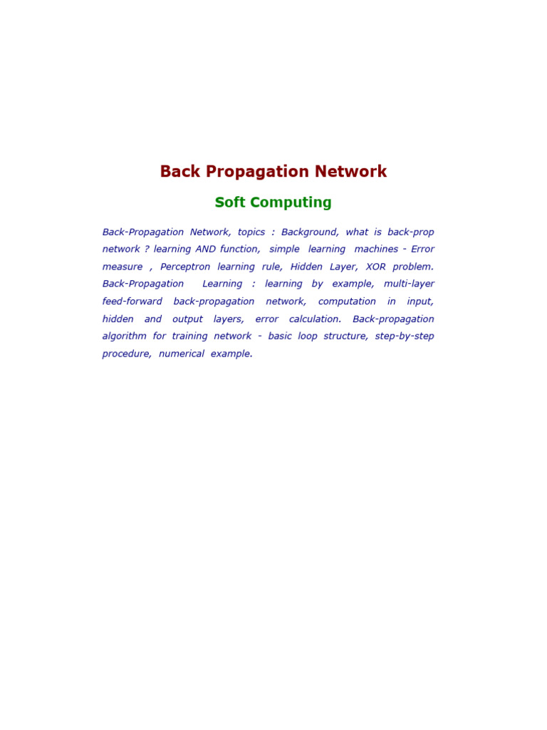 02 Back Propagation Network | PDF | Statistical Classification ...