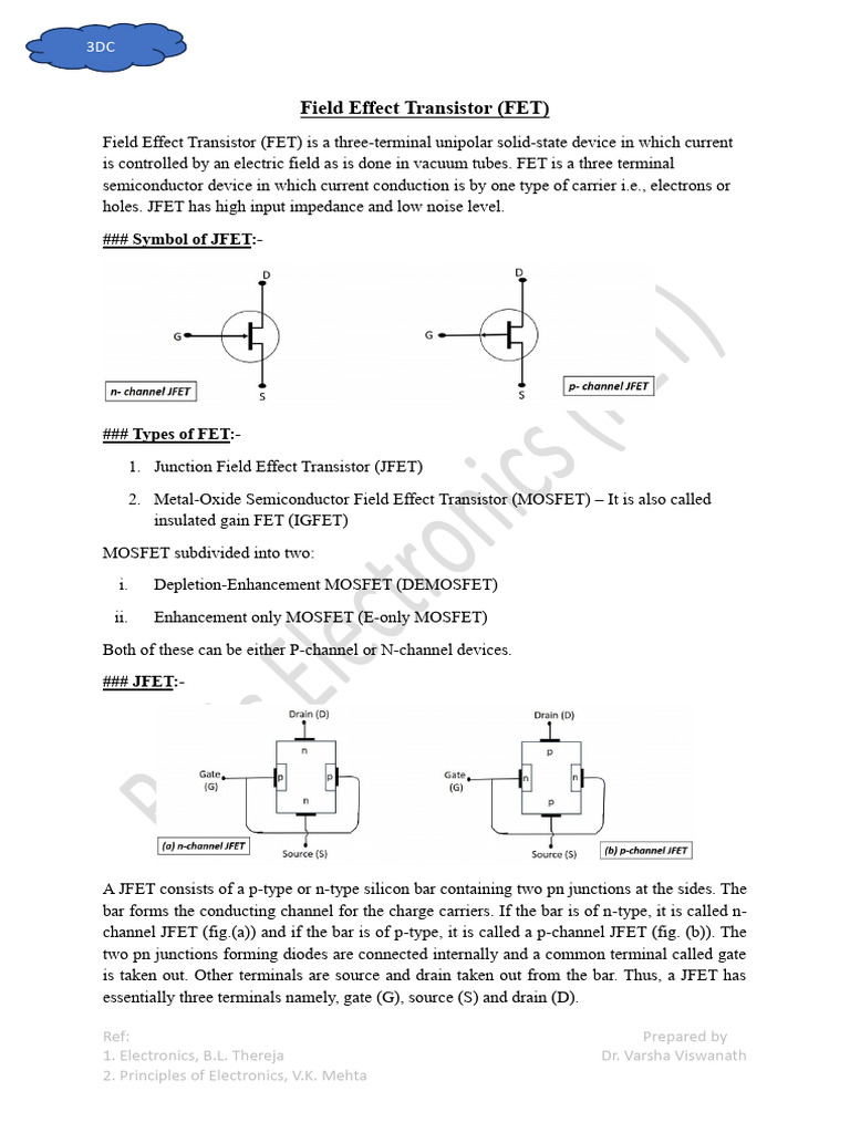 FET (Full Note) | PDF | Field Effect Transistor | Mosfet