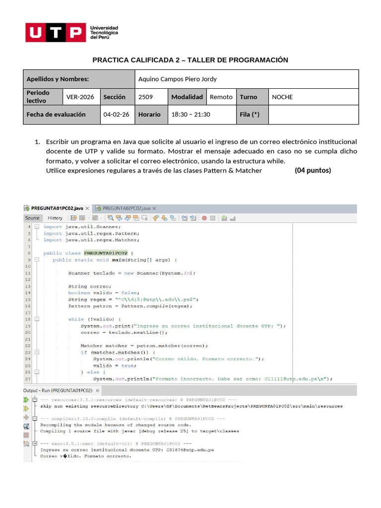 Practica Calificada 02 - Taller de Programacion | PDF