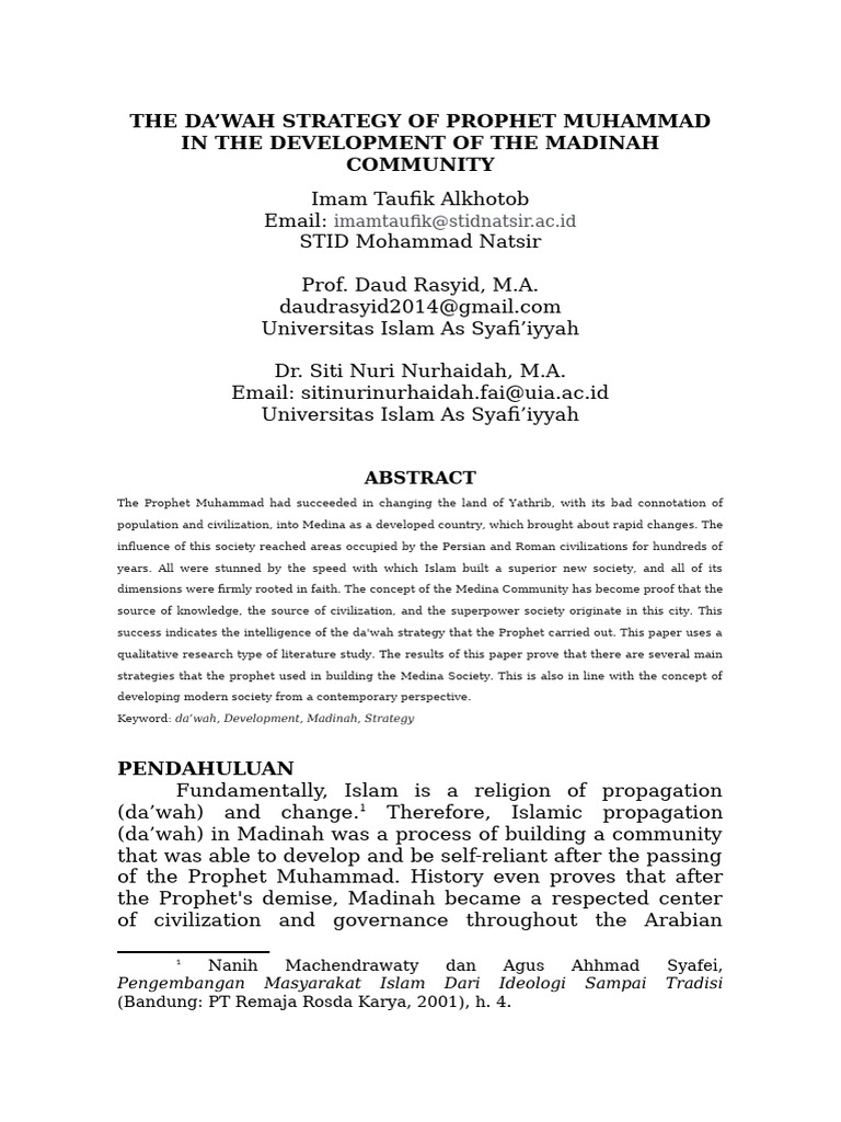 The Dawah Strategy of Prophet Muhammad in the Development of the ...