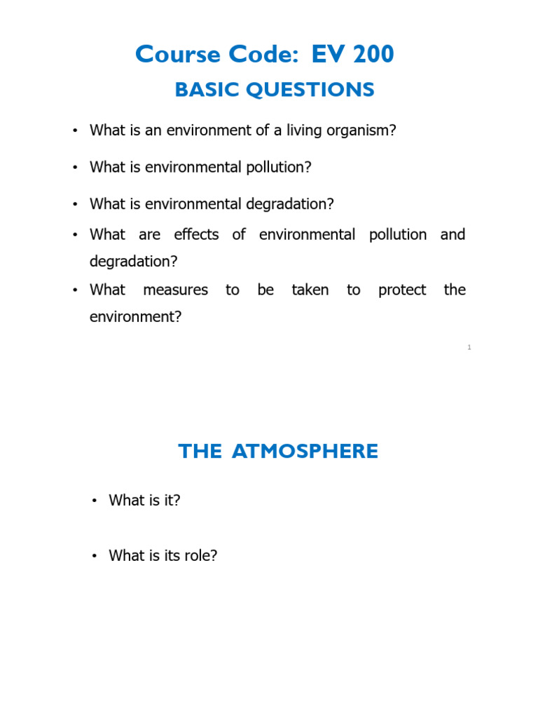 EV 200 Some Basic Questions 2025 -2026 | PDF | Smog | Troposphere