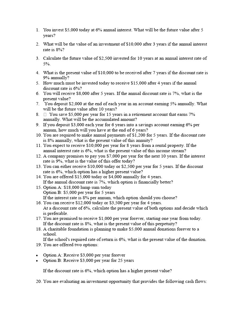 FM Practice 1 | PDF | Present Value | Interest