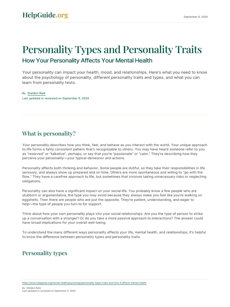 Personality Types and Personality TraitsHow Your Personality Affects ...