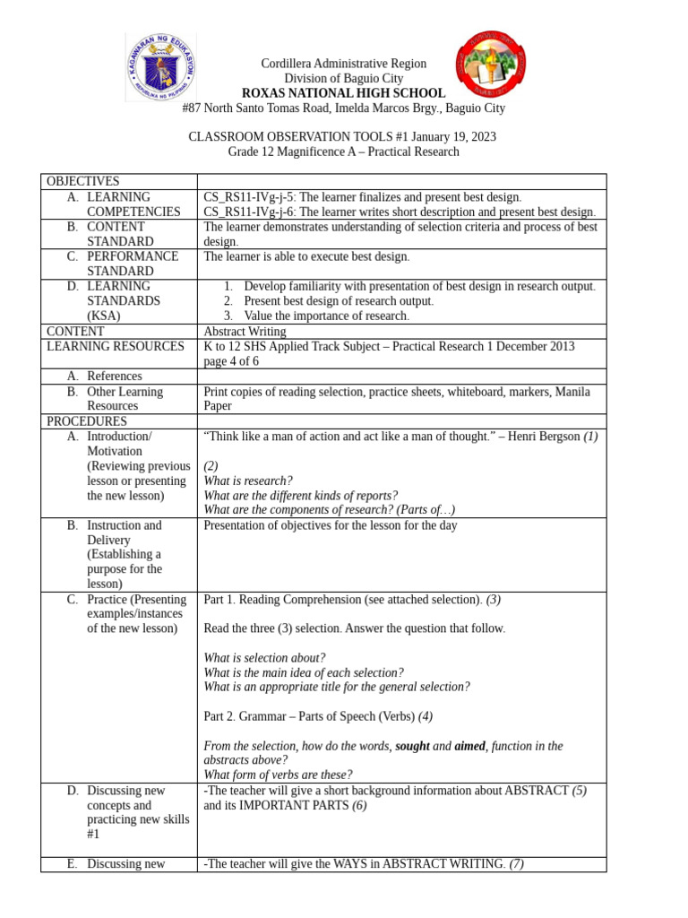 Detailed Lesson Plan DepEd_SAMPLE | PDF | Learning | Intelligence