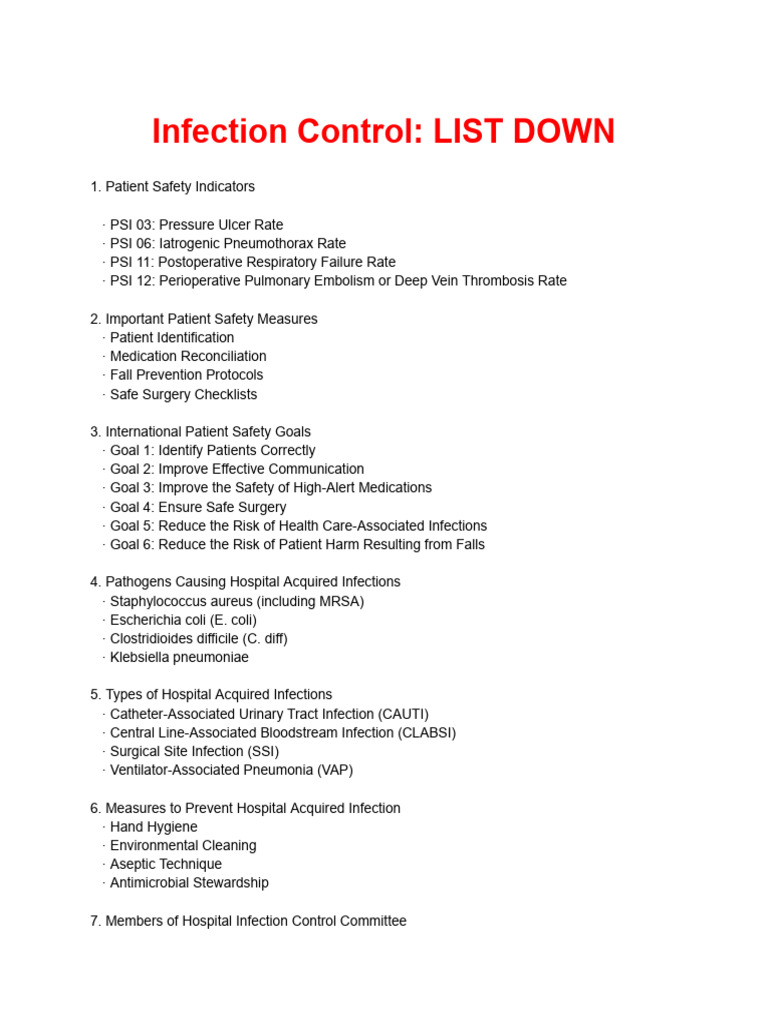 Infection Control- LIST DOWN | PDF | Hospital Acquired Infection ...