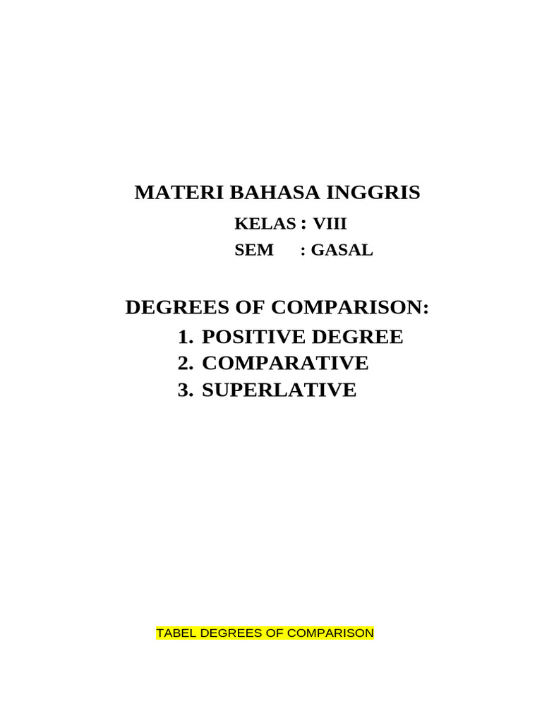 Tabel Degrees of Comparison | PDF | Chess | Chess Theory