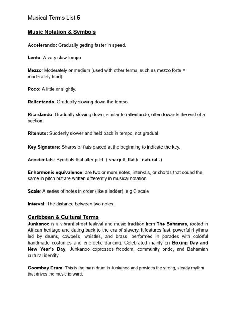 Musical Terms List 5 | PDF