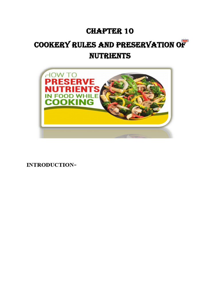 CHAPTER 10 Cookery Rules | PDF | Cooking | Food Preservation