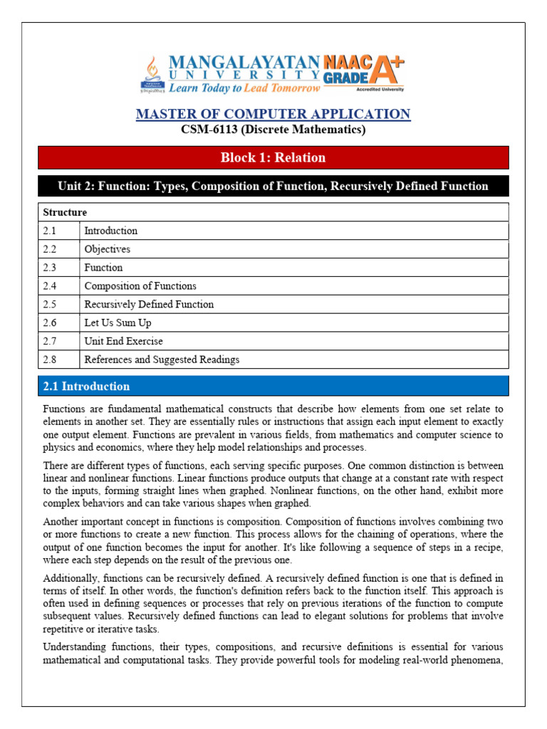 csm-6113_block-1_unit-2_copy | PDF | Function (Mathematics ...
