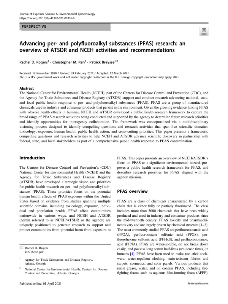 Advancing Per- And Polyfluoroalkyl Substances (PFAS) Research an ...