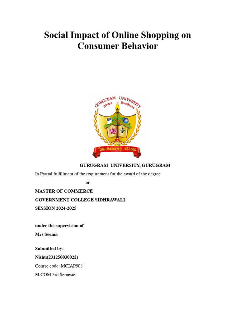 Project Report 2 | PDF | Consumer Behaviour | Online Shopping