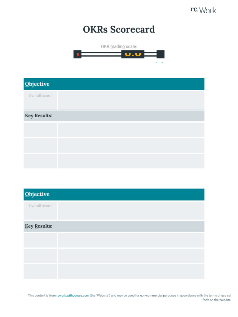 OKRs (Objectives and Key Results) Scorecard | PDF