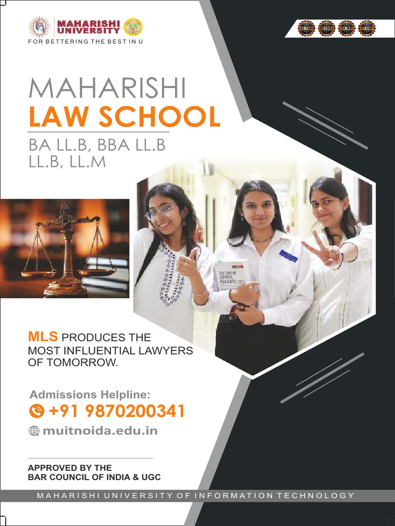 BA LLB LLB LLM Admissions 2025 26 Maharishi University LAW Brochure | PDF