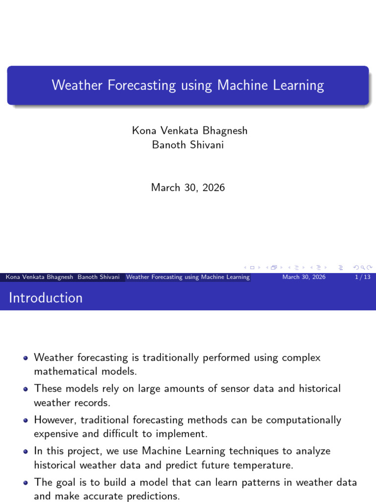 ML Mini Project Weather Forecasting | PDF | Forecasting | Machine Learning