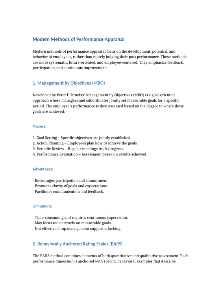 Modern Methods of Performance Appraisal | PDF | Performance Appraisal ...