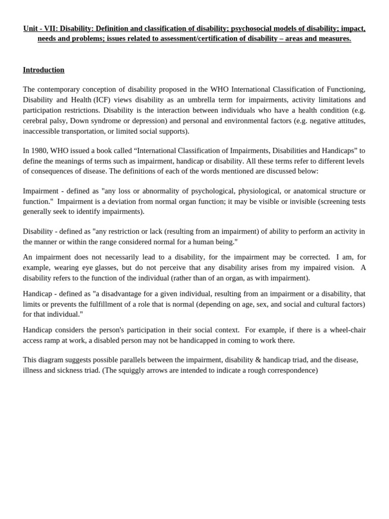 Unit 7 Disability | PDF