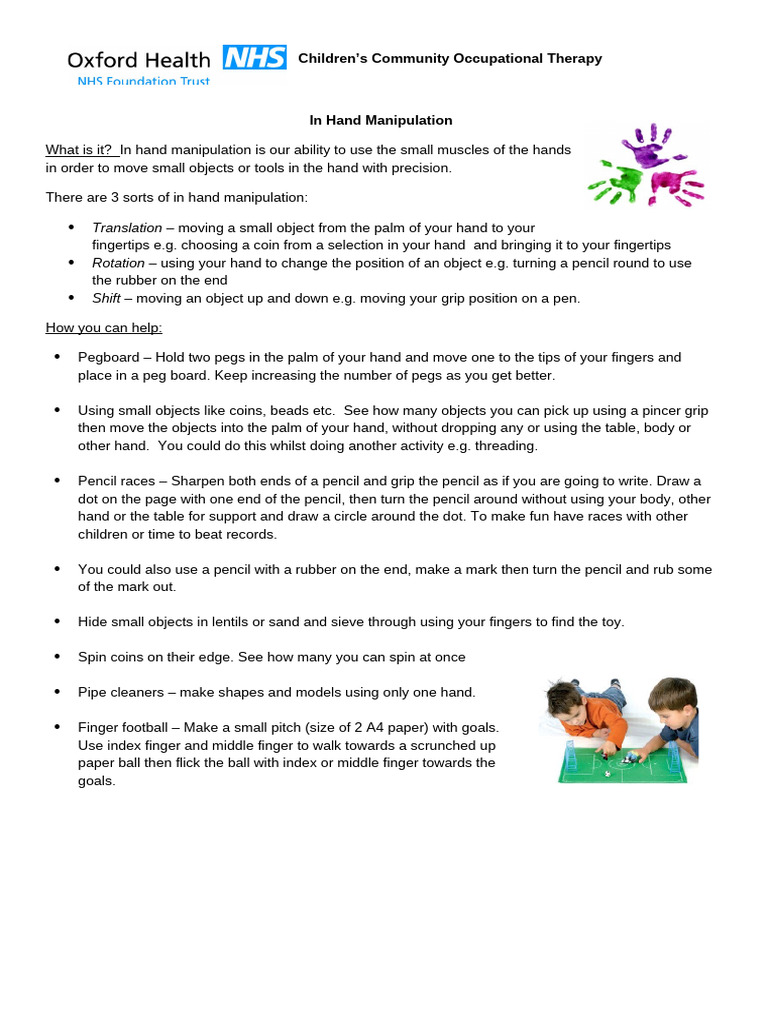 Fine Motor Development in Hand Manipulation Activities1 | PDF
