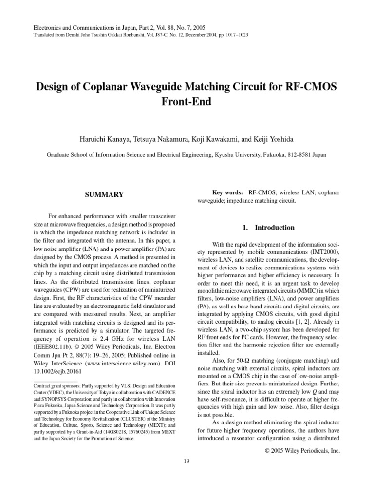 Development of CMOS Coplanar Waveguide Matching Ci | PDF | Transmission ...