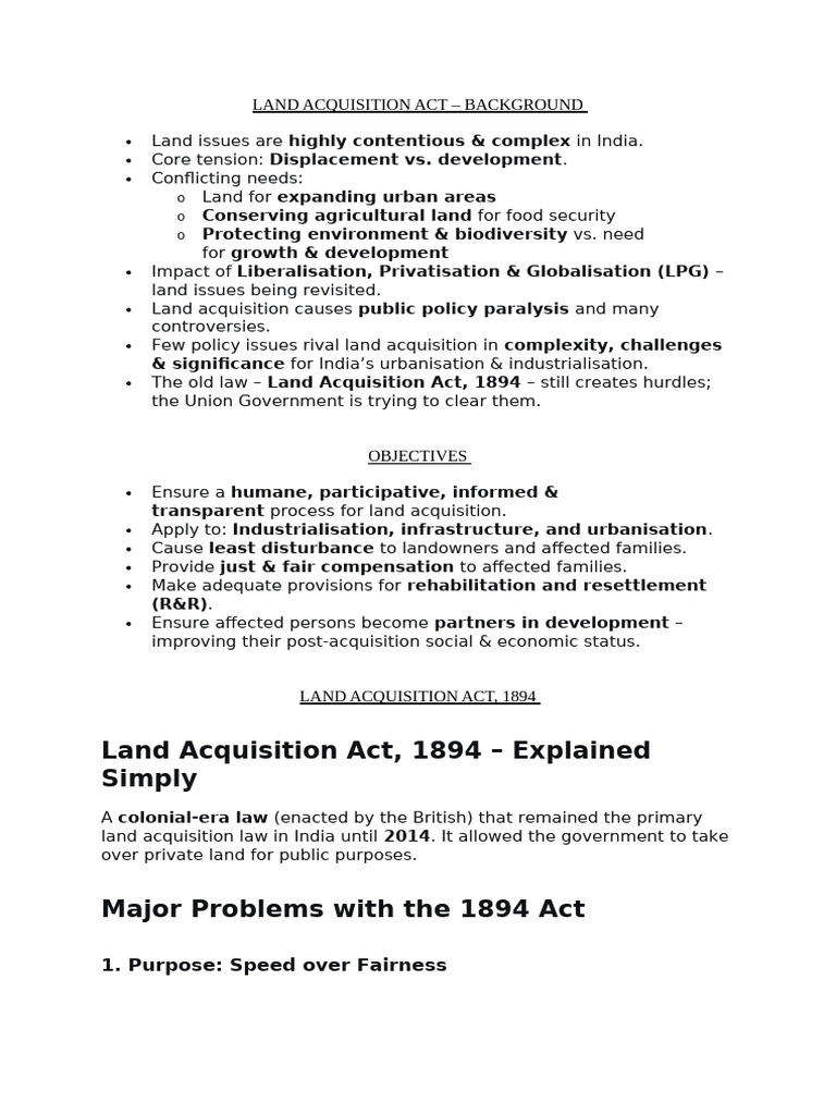 LAND ACQUISITION ACT | PDF | Eminent Domain | Economies
