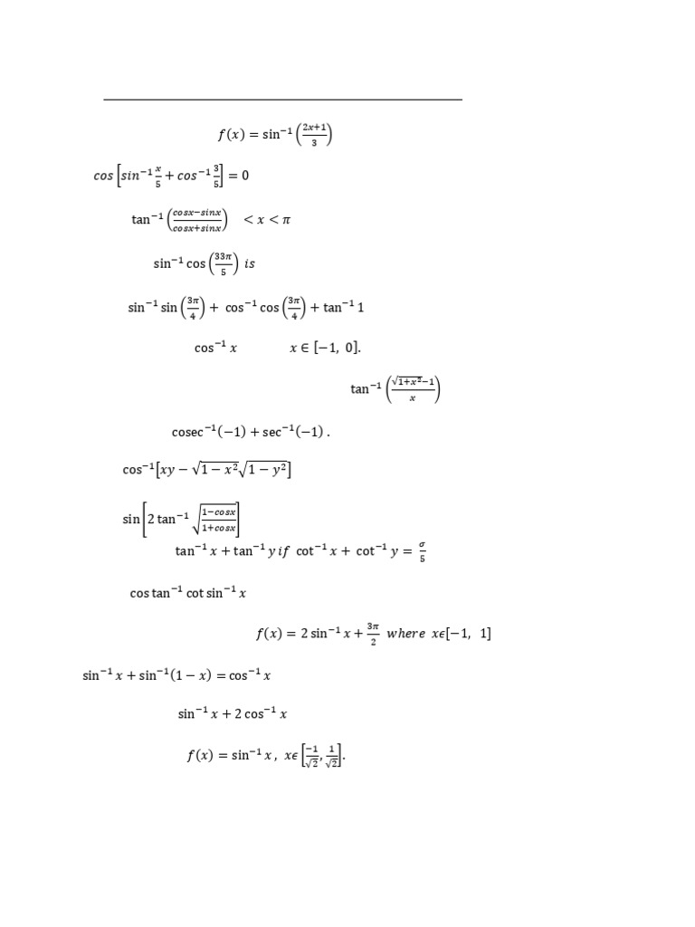Inverse Trigonometry(Worksheet) (1) | PDF