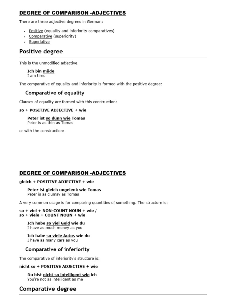 Adjectives Degree of Comparison | PDF | Adjective | Syntax