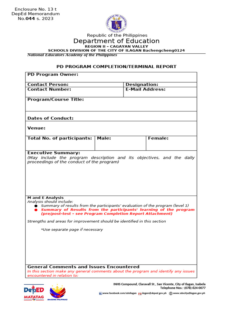 Neap Completion Report-template | PDF