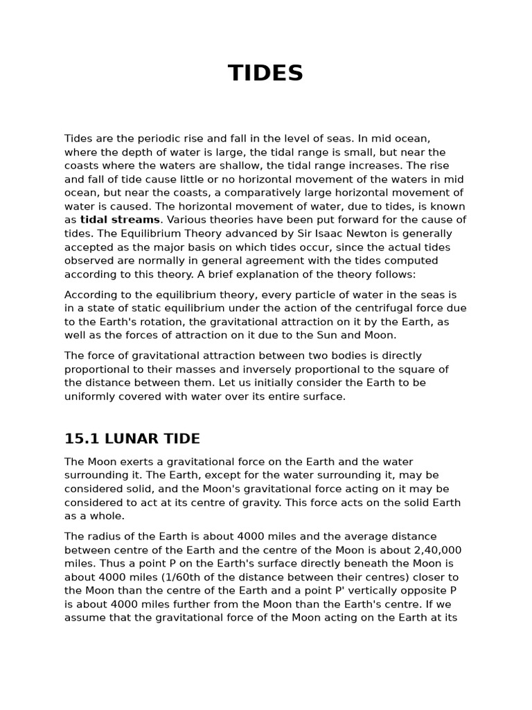 Tides | PDF | Tide | Physics