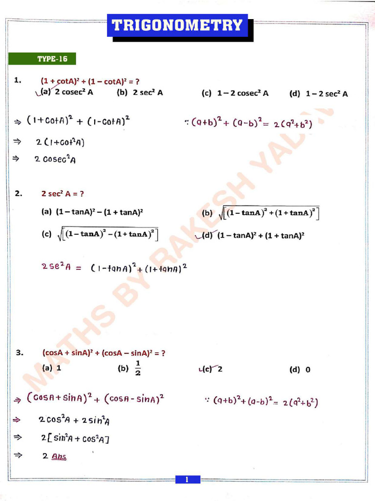 Trigonometry Notes 05-01-797499_crwill | PDF