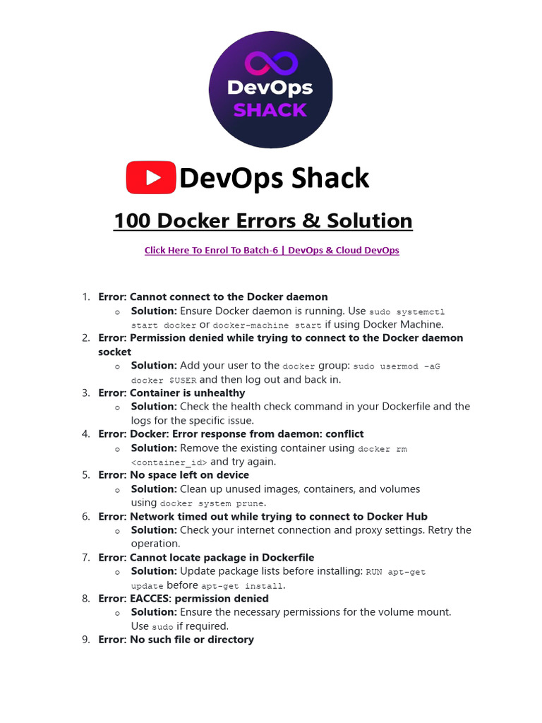 100 Docker Errors Solution 1719827095 | PDF | Computer File | Login