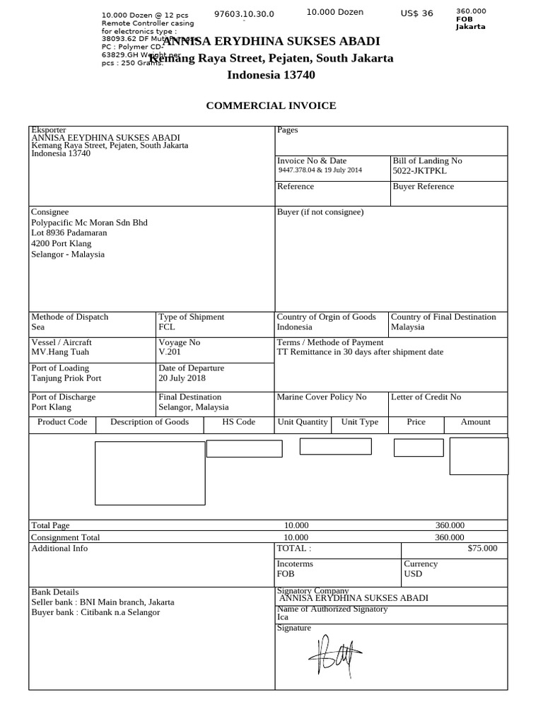 Commercial Invoice 3 | PDF | Invoice | Business Law