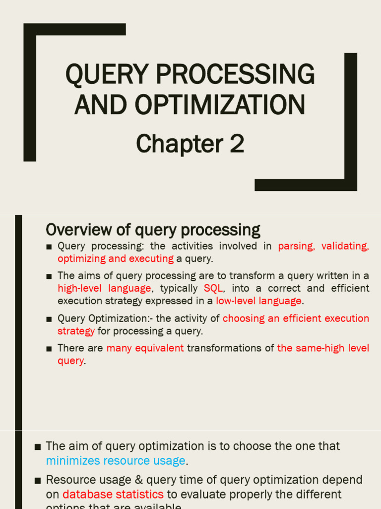 CH 2. Query Processing | PDF | Databases | Information Retrieval