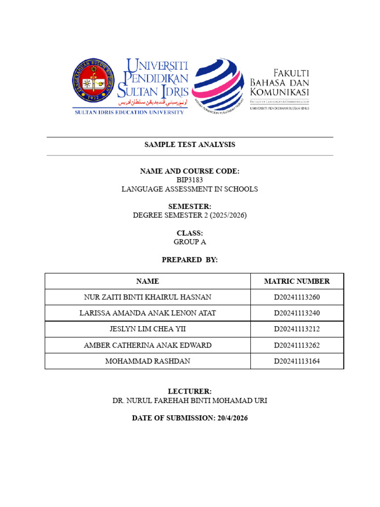 Test Sample Analysis (Completed) | PDF