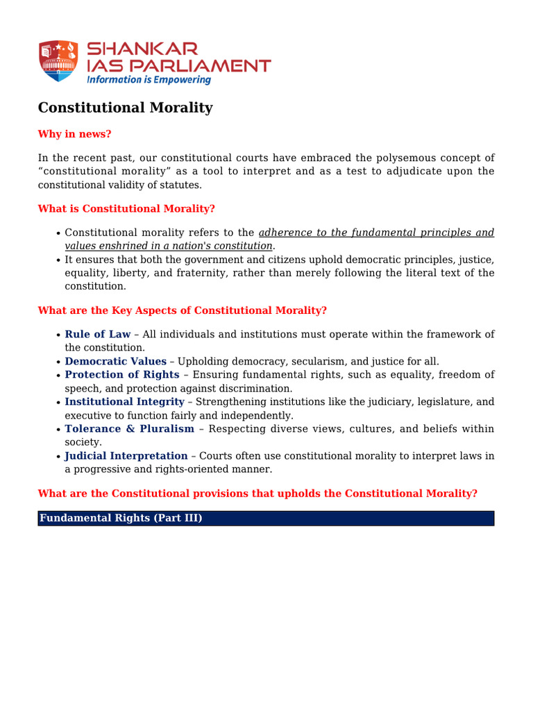 Constitutional Morality (1) | PDF | Justice | Crime & Violence