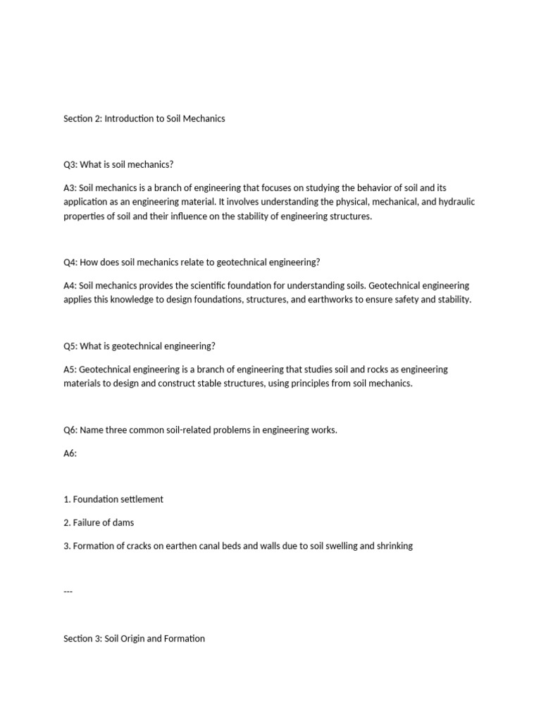 Introduction to Soil Mechanics answers and questions | PDF | Rock ...
