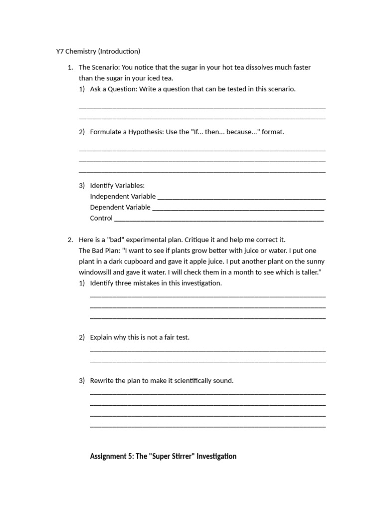Exercise Scientific Method Questions | PDF | Experiment