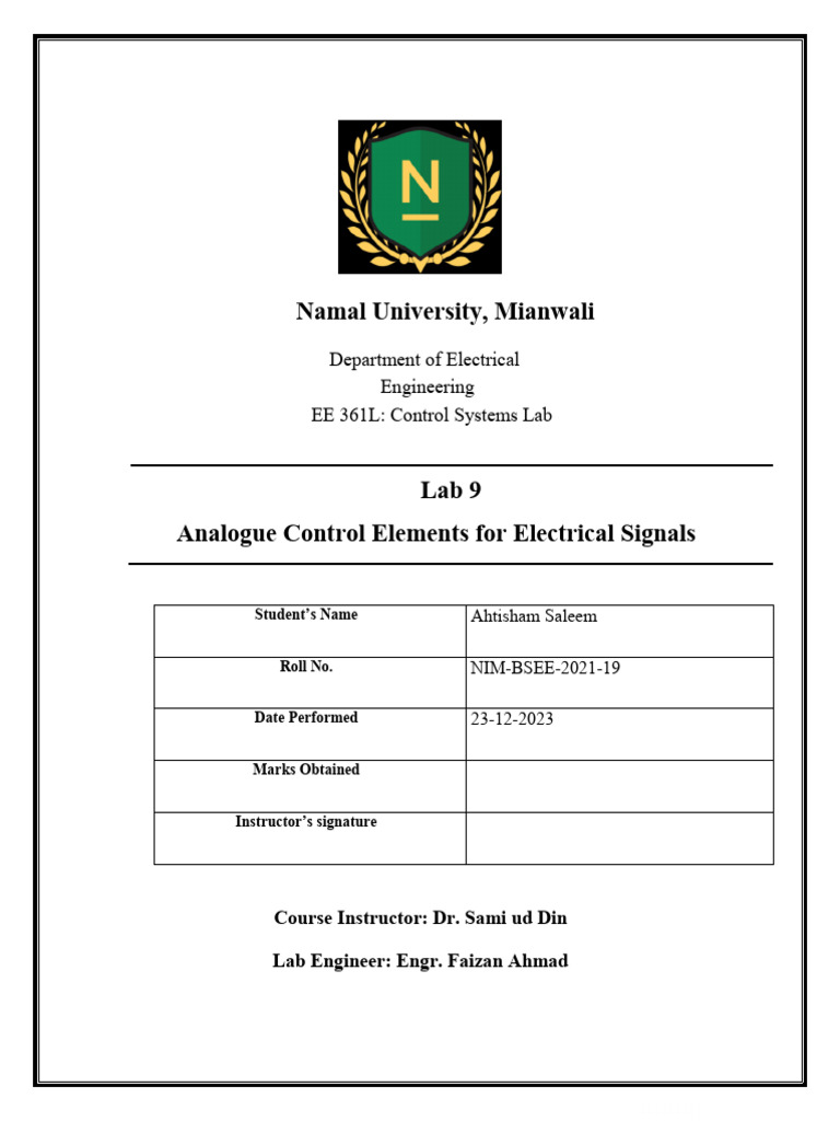 Control system lab work report 3 | PDF | Operational Amplifier ...