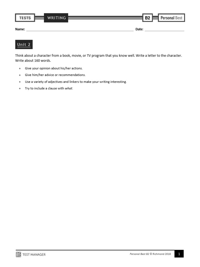 Am Pb Rtm b2 u2 Writing | PDF