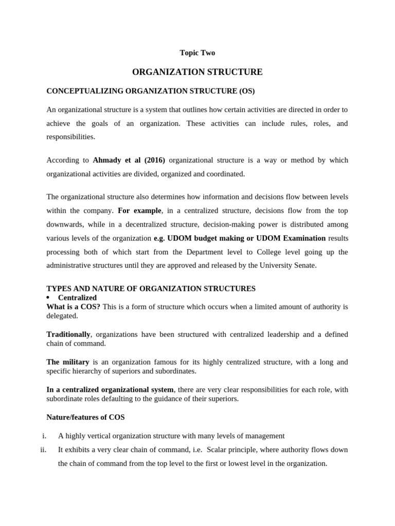 Topic 2 Organization Structure | PDF | Organizational Structure | Business