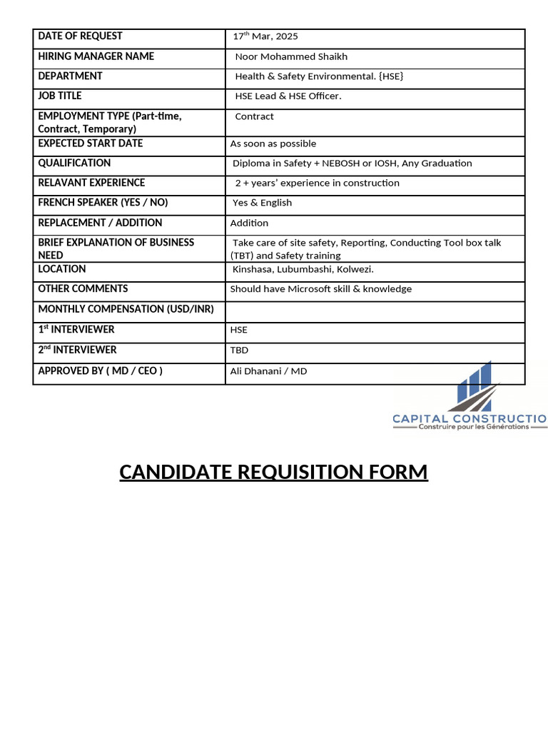 HSE Application Form | PDF
