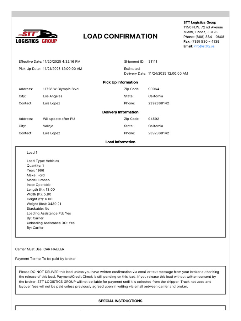 LoadConfirmationBB Signature 31111 48340 | PDF | Payments