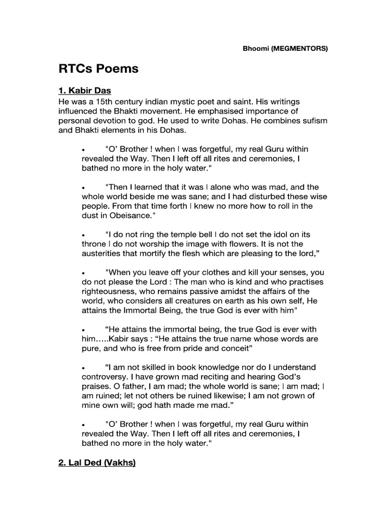 RTC (Poetry) (2) | PDF