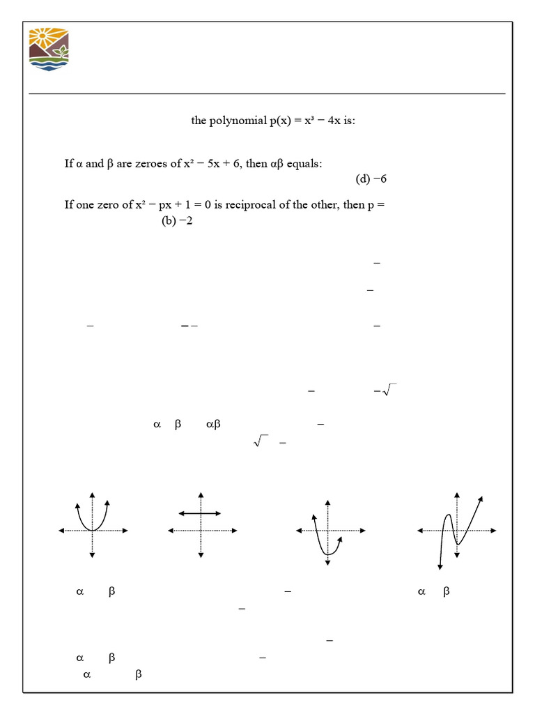 10th Worksheet-1 Polynomial | PDF | Polynomial | Zero Of A Function