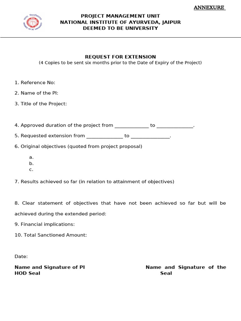 Requisition Form for Extension of Research Project | PDF
