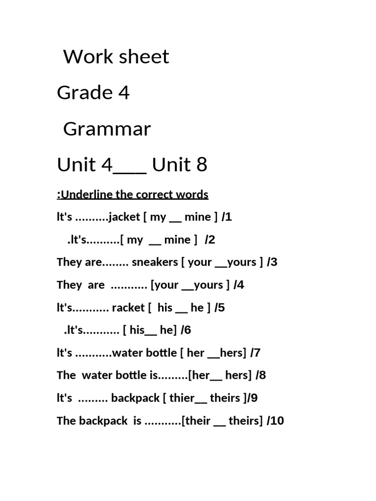 G4 Work Sheet | PDF