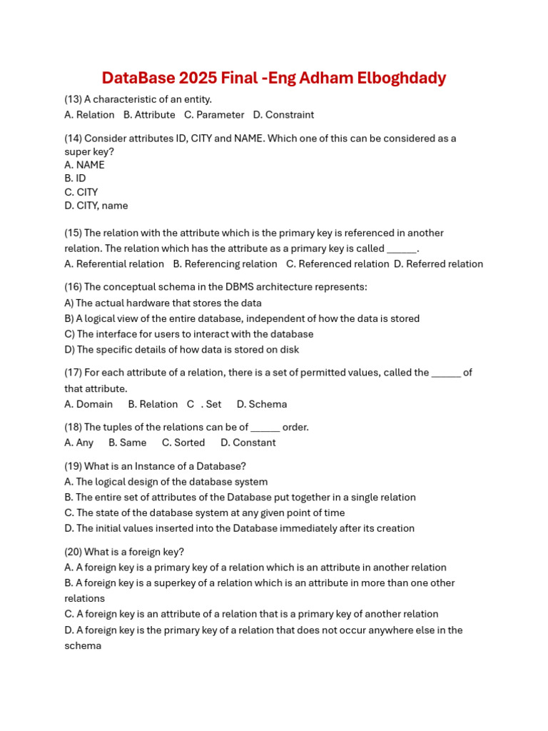 DataBase 2025 Final Modified Version (1) | PDF | Relational Database ...