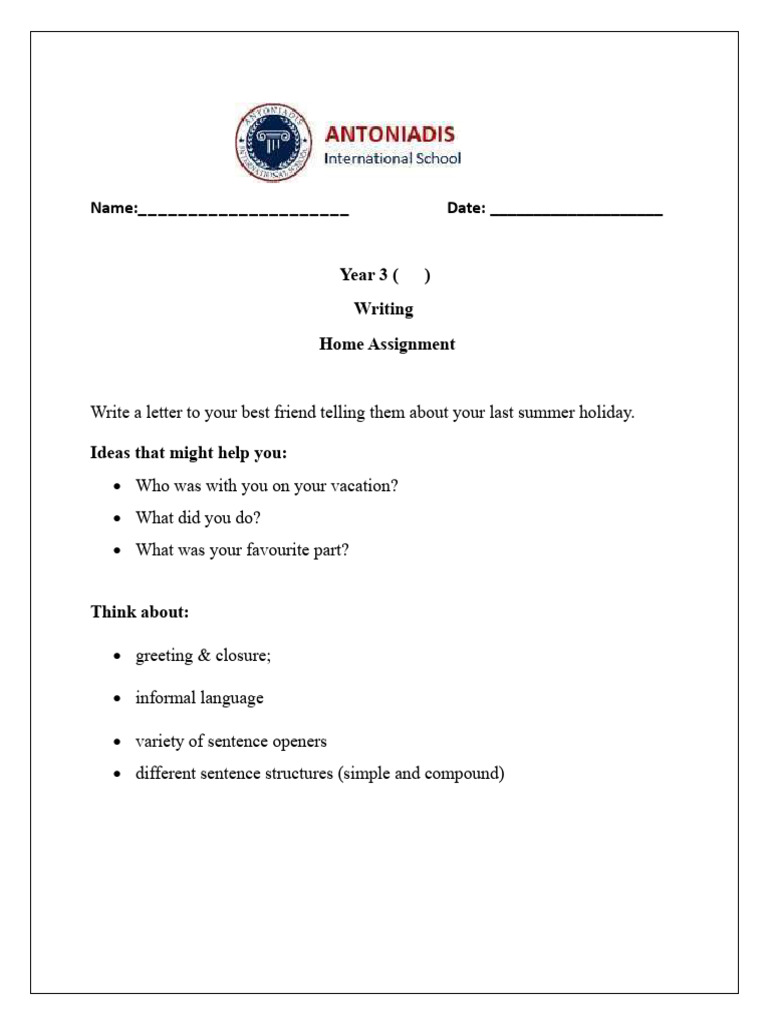 78319AssignmentsWriting a Letter - Home Assignment.pdf | PDF