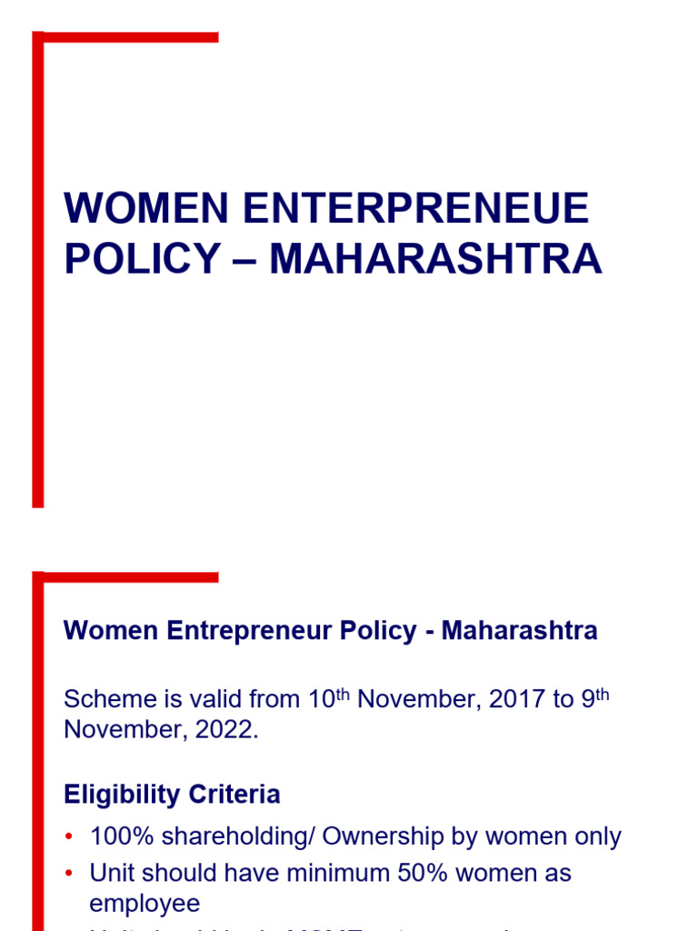 Women Policy - Maharas | PDF | Subsidy | Interest