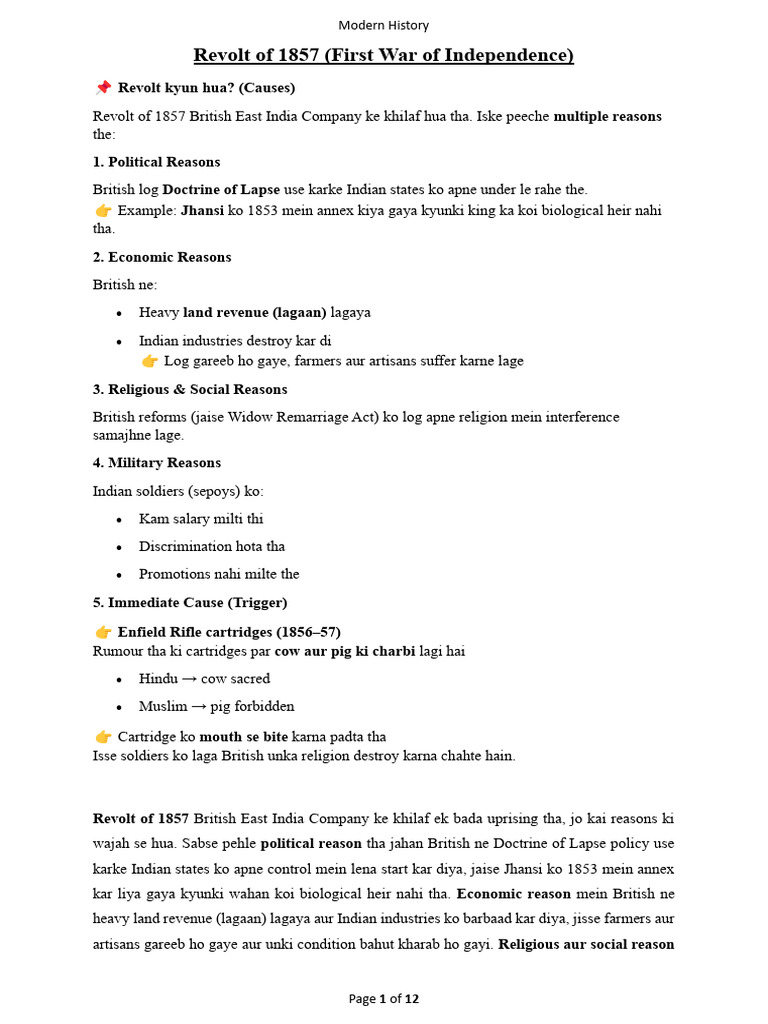 Revolt of 1857 | PDF | Indian Rebellion Of 1857 | British India