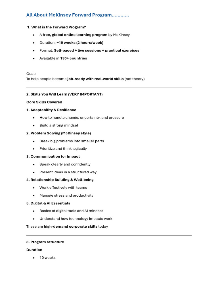 McKinsey Forward Program Details | PDF | Cognition